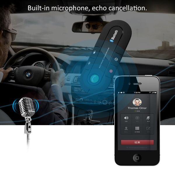 [variant_title] - ANLUD Bluetooth Handsfree Car Kit Wireless Bluetooth Speaker Phone MP3 Music Player Sun Visor Clip Speakerphone with Car Charger