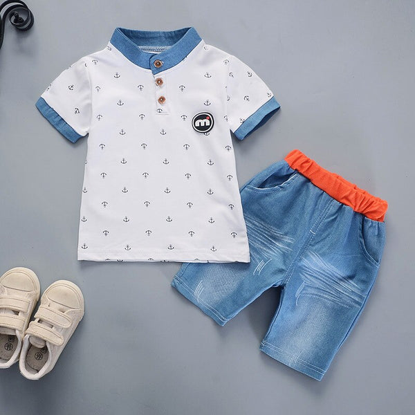 [variant_title] - 2019 Summer boys clothes sets Baby boy fashion print T-shirt + shorts  2 pieces baby cotton clothing set