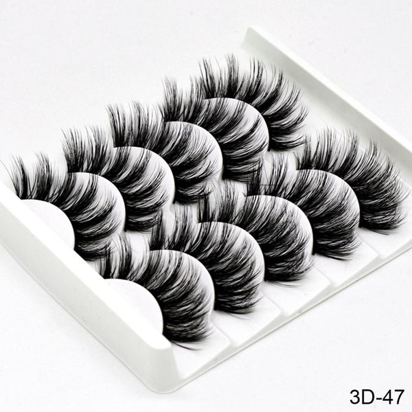 3D-47 - SEXYSHEEP 5Pairs 3D Mink Hair False Eyelashes Natural/Thick Long Eye Lashes Wispy Makeup Beauty Extension Tools