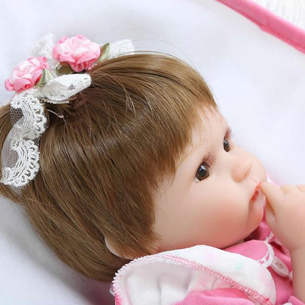 [variant_title] - Can Sit And Lie 16 Inch/42 cm Reborn Newborn Bay Doll Soft Silicone Realistic Alive Princess Babies Kids Birthday Christmas Gift (16 inch about 43 cm)
