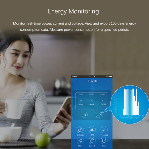 [variant_title] - Sonoff Pow R2 Smart Wifi Switch Controller With Real Time Power Consumption Measurement 15A/3500w Smart Home Device Android IOS
