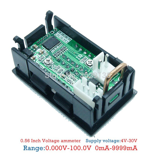 [variant_title] - 0.28inch LED Digital Voltmeter Ammeter 2 Wires DC 0-100V 0-10A Four Digits Voltage Current Meter Ampere Panel