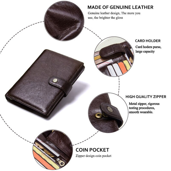 [variant_title] - Casual Genuine Leather Wallet Men Passport Holder Coin Purse PORTFOLIO MAN Portomonee Short Wallets Passport Cover Travel Bag
