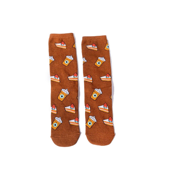 Women Socks Funny Cute Cartoon Fruits Banana Avocado Lemon Egg Cookie Donuts Food Happy Japanese Harajuku skateboard  Socks