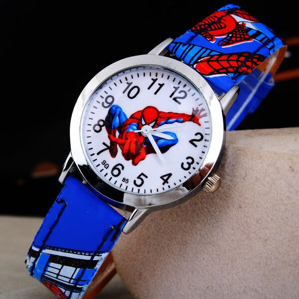Blue - Ruislee Hot Sale SpiderMan Watch Cute Cartoon Watch Kids Watches Rubber Quartz Watch Gift Children Hour reloj montre relogio