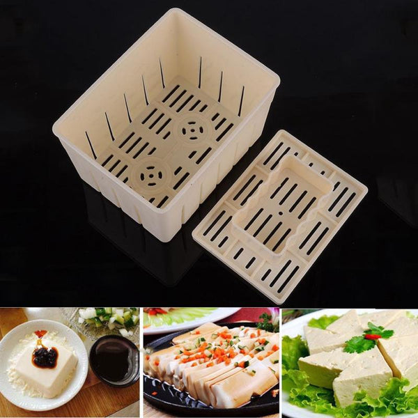 [variant_title] - 500g Capacity DIY Plastic Tofu Press Mould Homemade Soybean Curd Making Mold with Cheese Cloth Kitchen Cooking Tool Set