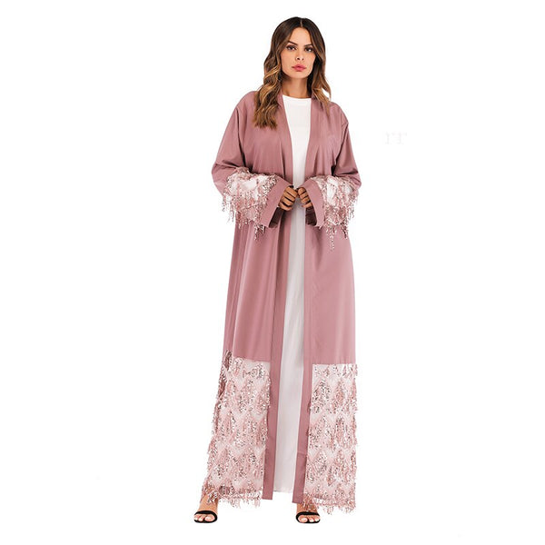 [variant_title] - 2019 New arrival turkish dubai islamic clothing  new fashion open kimono for women abaya muslim worship service dress kaftan