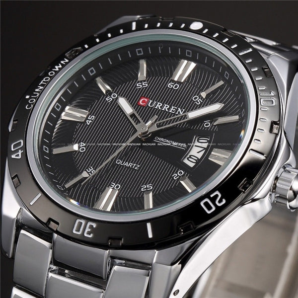silver black - Mens Watches Top Luxury Brand CURREN 2018 Men Full Steel Watches Quartz Watch Analog Waterproof Sports Army Military WristWatch