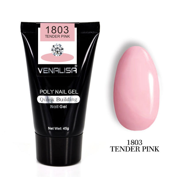 1803 tender pink - VENALISA Poly Gel Kits Nail Art French Nail Art Clear Camouflage Color Nail Tip Form Crystal UV Gel Polygel Slice Brush Nail Gel