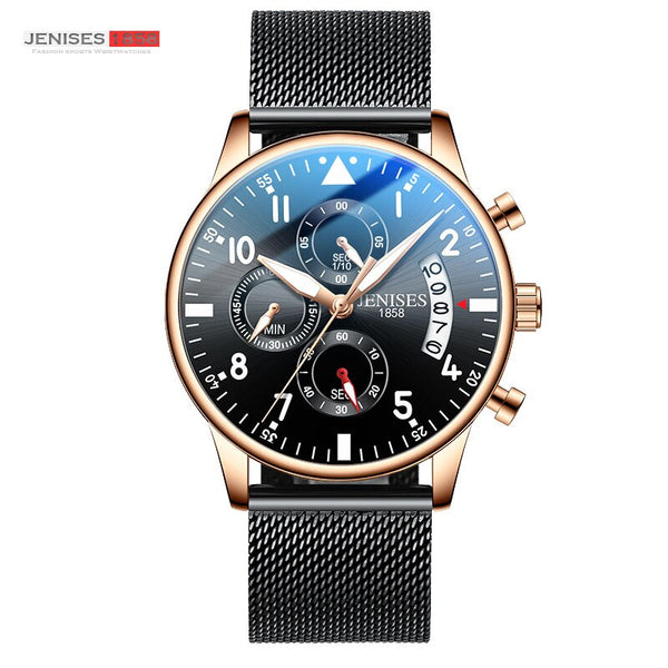 Pink - JENISES Men Watch Top Brand Luxury Quartz Watch Men Fashion Military Waterproof Chronograph Sport Watches Saat Relogio Masculino