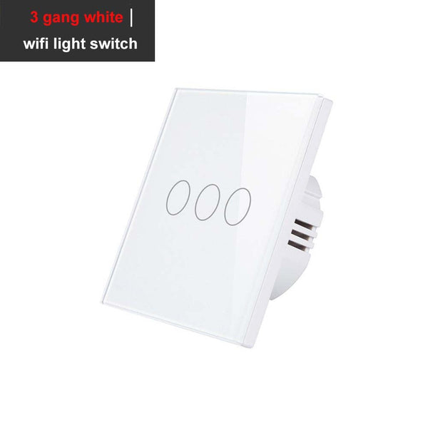 wifi 3 gang white - AVATTO Tuya EU Wifi Wall Switch, Smart Light Switch, Glass Panel Touch-Sensor interruptor 1/2/3 Gang Work with Alexa,Google Home