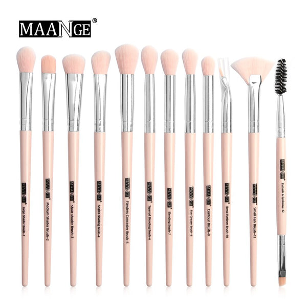 12PCS Pink - MAANGE  New Make Up Brushes 3-12 PCS Professional Blending Eyeshadow Eyebrow Brush For Makeup Beauty Set