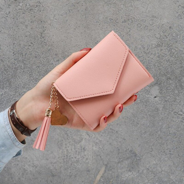 New-Pink - New Money Small Wallet Women Casual Solid Wallet Fashion Female Short Mini All-match Korean Students Love Small Wallet