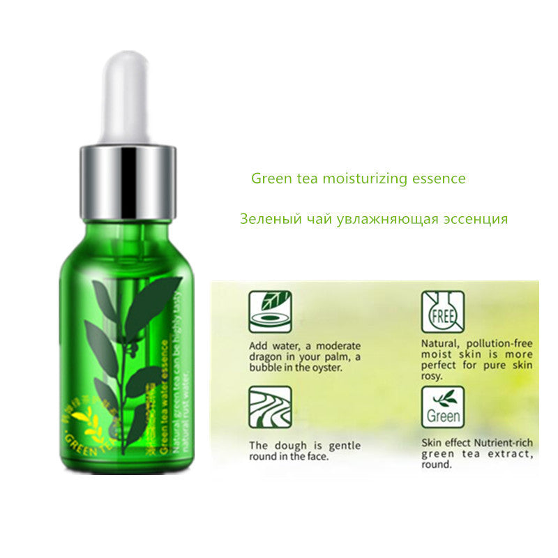 Green tea - Face Essence Snail Hyaluronic Acid Green Tea Skin Care Moisturizing Whitening Anti-Aging Advanced Face Serum Cosmetic 15ml