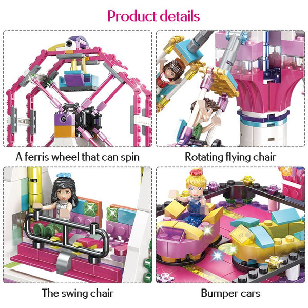 [variant_title] - Bricks Compatible with LegoINGLY Blocks Friends Amusement Park Roller Coaster Figure Model Toys Hobbie Children Girls