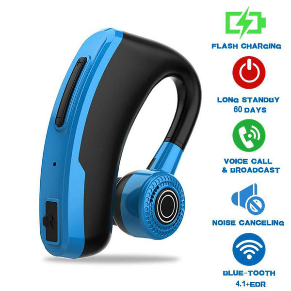 New Blue - New V9 Handsfree Wireless Bluetooth Earphones Noise Control Business Wireless Bluetooth Headset with Mic for Driver Sport