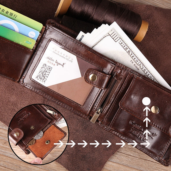 [variant_title] - Cobbler Legend Real Cowhide Leather Bifold Clutch Genuine Leather Men's Short Wallets Coin Purses Male ID Credit Cards Holder