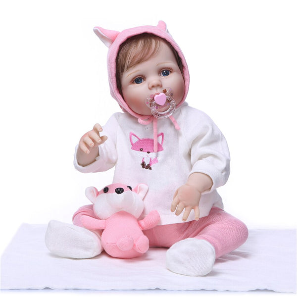 [variant_title] - NPK 55cm Lifelike full silicone Reborn Baby Dolls Girl Silicone Bebes Reborns Realistic bonecas bebe Dolls with Clothes Cute Toy