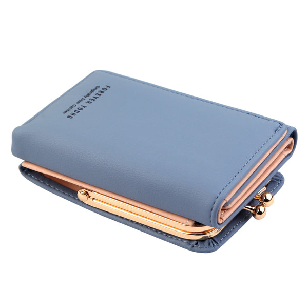 Blue - Wallet Women 2018 Lady Short Women Wallets Crown Decorated Mini Money Purses Small Fold PU Leather Female Coin Purse Card Holder