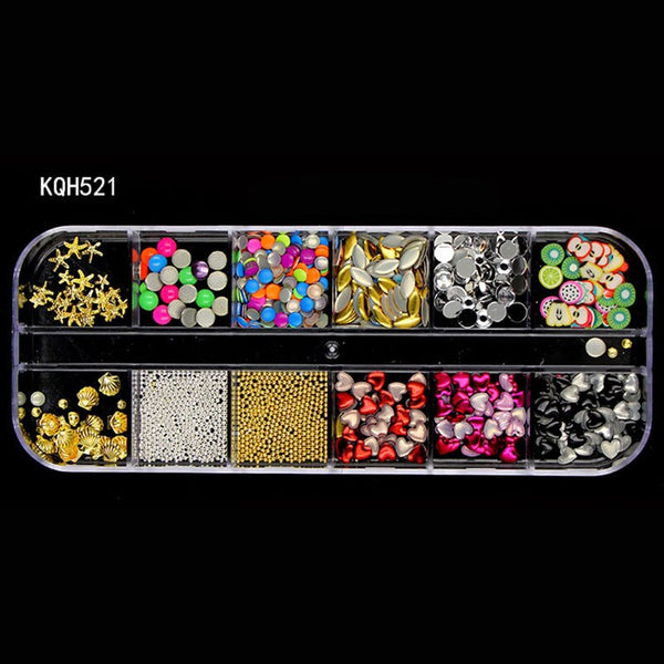 KQH521 - New Multi-size Nail Rhinestones 3D Crystal AB Clear Nail Stones Gems Pearl DIY Nail Art Decorations Gold Silver Rivet Rhinestone