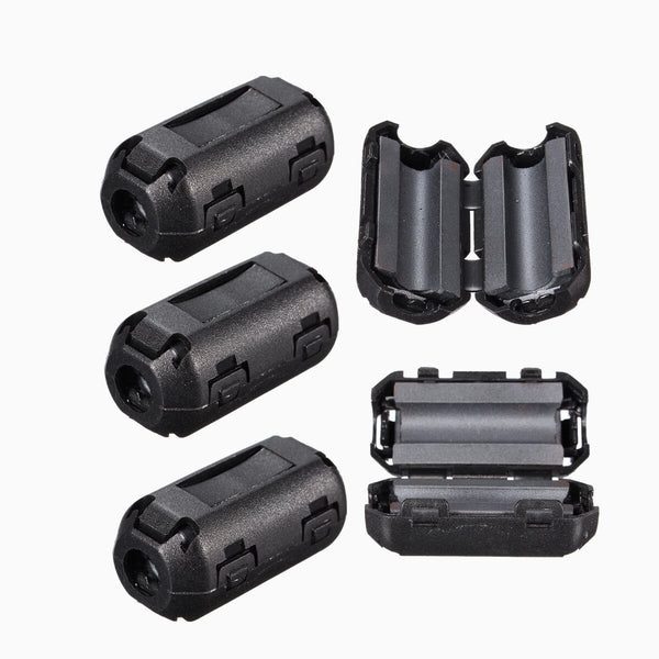 [variant_title] - 5pcs/lot  Black Plastic Clip On EMI RFI Noise Suppressor 5mm Cable Ferrite Core Filters Removable 25 (L) x10 (W) mm 5 mm