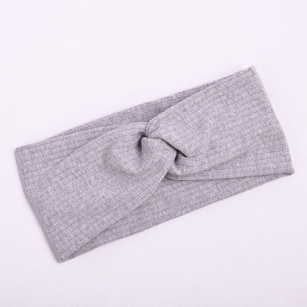 style 2 gray - Cotton Women Headband Turban Solid Color Girls Knot Hairband Hair Accessories Twisted Ladies Makeup Elastic Hair Bands Headwrap