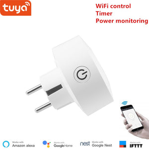 EU power monitoring - Tuya EU WiFi socket wireless plug smart home switch compatible with Google home , IFTTT ,and Alexa voice control