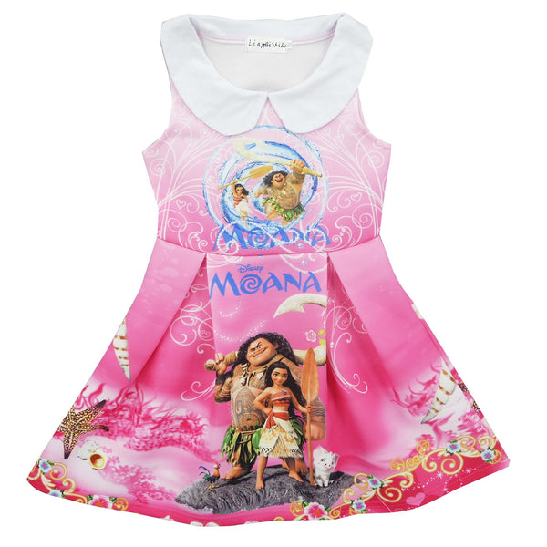 pink / 3T - Baby Girls Dresses 2019 High Style Summer Moana Dress Kids Clothes Vestido Princesa Character Children Vaiana Dress Mona Costume