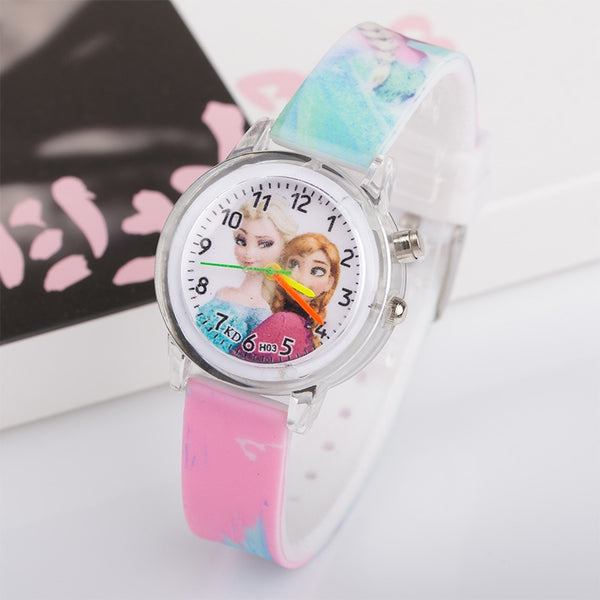 [variant_title] - Princess Elsa Children Watches Electronic Colorful Light Source Child Watch Girls Birthday Party Kids Gift Clock Childrens Wrist