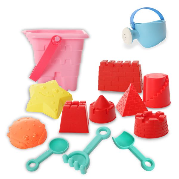 13pcs a lot - Soft Silicone Beach Toys for children SandBox Set Kit Sea sand bucket Rake Hourglass Water Table play and Fun Shovel mold Summer