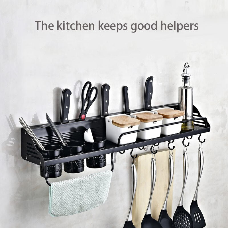 [variant_title] - Black Space Aluminum Kitchen Storage Multifunction Kitchen Racks Tool Seasoning Holder Household Organization