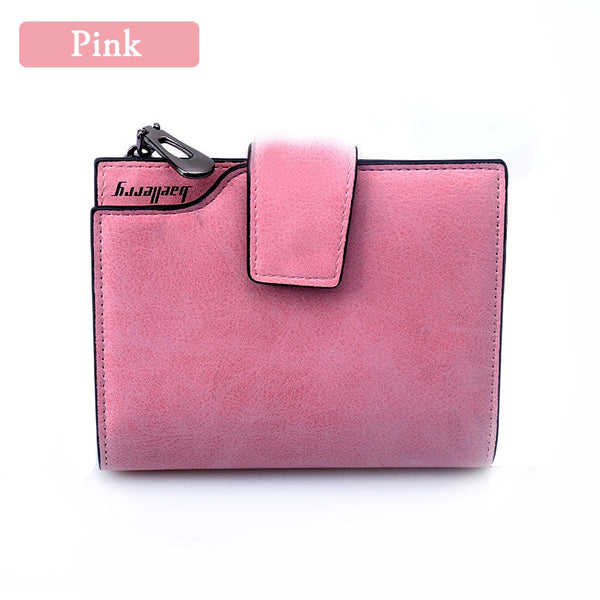 Pink - Wallet Women Vintage Fashion Top Quality Small Wallet Leather Purse Female  Money Bag Small Zipper Coin Pocket Brand Hot !!