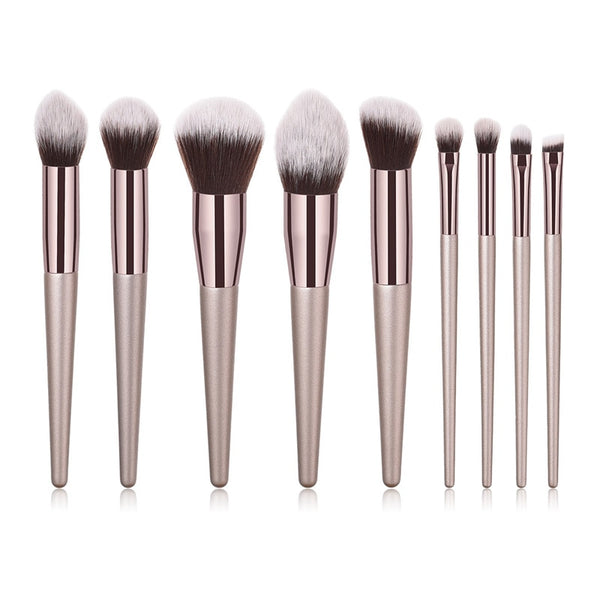 9PCS XB brush set - 10pcs/set Champagne makeup brushes set for cosmetic foundation powder blush eyeshadow kabuki blending make up brush beauty tool