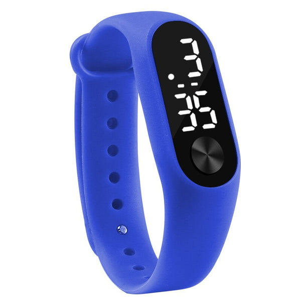 dark blue - Fashion Men Women Casual Sports Bracelet Watches White LED Electronic Digital Candy Color Silicone Wrist Watch for Children Kids