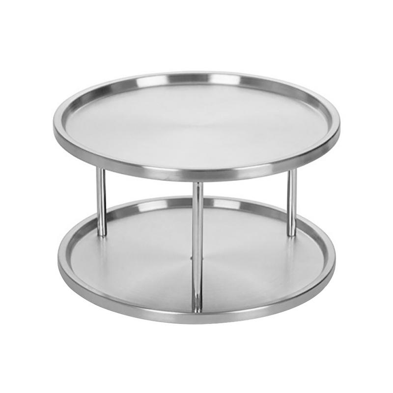 Default Title - Spice Rack Stainless Steel Organizer Tray 360 Degree Turntable Rotating 2 Stand For Dining Table Kitchen Counters Cabinets