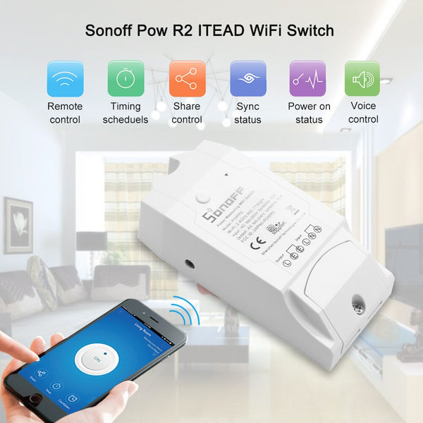 [variant_title] - 3 Pcs Sonoff Pow R2 ITEAD Smart Wifi Switch Wireless ON/Off Controller With Real Time Power Consumption Measurement 15A/3500W (White)