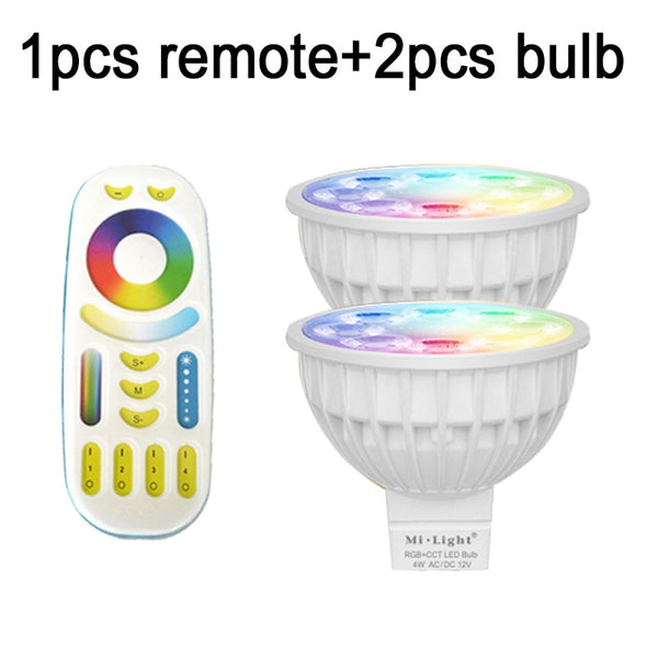 1remote 2bulbs / GU10 / Yes - HOTOOK Mi Light WIFI LED Bulb RGB CCT(2700-6500K)LED Lamp Smart Light Dimmable MR16 GU10 4WSpotlight 2.4G Remote and APP Control