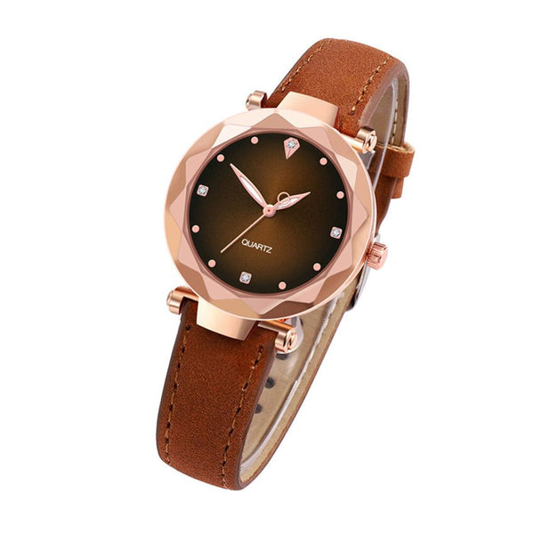 coffee - New Hot Sale Ladies Watch Women's Casual Leather Crystal Dial Quartz Wrist Watches Relogio Feminino Clock Gift For Women 3