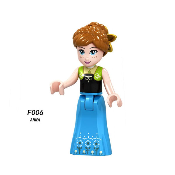 F006 anna - Snow White Fairy Tale Princess Girl anna elsa beast cinderella maleficent Friends Building Blocks Toy kid gift Compatible Legoed