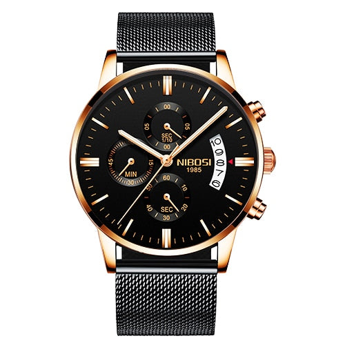 R - NIBOSI Men Watch Chronograph Sport Mens Watches Top Brand Luxury Waterproof Full Steel Quartz Gold Clock Men Relogio Masculino