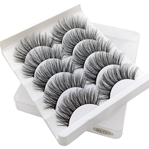 GL701 - SEXYSHEEP 5Pairs 3D Mink Hair False Eyelashes Natural/Thick Long Eye Lashes Wispy Makeup Beauty Extension Tools