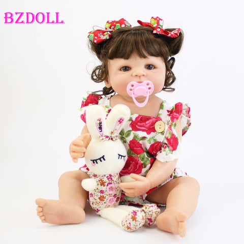 [variant_title] - 55cm Full Silicone Body Reborn Baby Doll Toy For Girl Vinyl Newborn Princess Babies Bebe Bathe Accompanying Toy Birthday Gift (55cm)