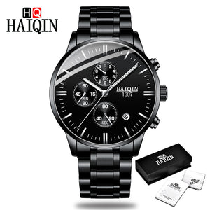 All-black - HAIQIN Men's watches Fashion Mens watches top brand luxury/Sport/military/Gold/quartz/wrist watch men clock relogio masculino