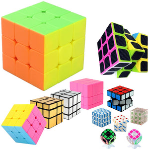 [variant_title] - 3*3*3 Magic Cube Puzzle Toy for Children Kids Speed Cube 3x3x3 on 3 Mirror Cube & Holder Qiyi Speed Cubs Megico Keychain Keyring