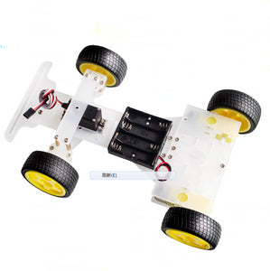 [variant_title] - New Version Smart Robot Steering Engine Car Chassis  4 Wheel 2 Motor For Arduino DIY RC Toy Kit With Servo Remote Control