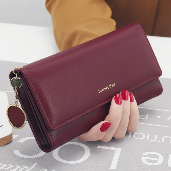 Burgundy - New Fashion Women Wallets Long Style Multi-functional wallet Purse Fresh PU leather Female Clutch Card Holder