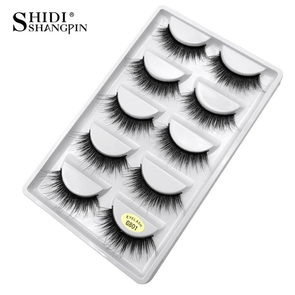 G801A - SHIDISHANGPIN 5 pairs mink eyelashes natural 3d mink lashes beauty essentials 3d false lashes false eyelashes full strip lashes