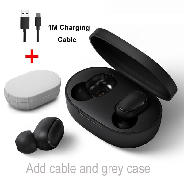 Cable and grey case - Xiaomi Redmi Airdots TWS Bluetooth Earphone Stereo bass BT 5.0 Eeadphones With Mic Handsfree Earbuds AI Control