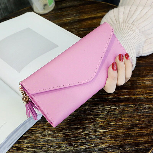 CherryPink - 2019 Fashion Womens Wallets Simple Zipper Purses Black White Gray Red Long Section Clutch Wallet Soft PU Leather Money Bag