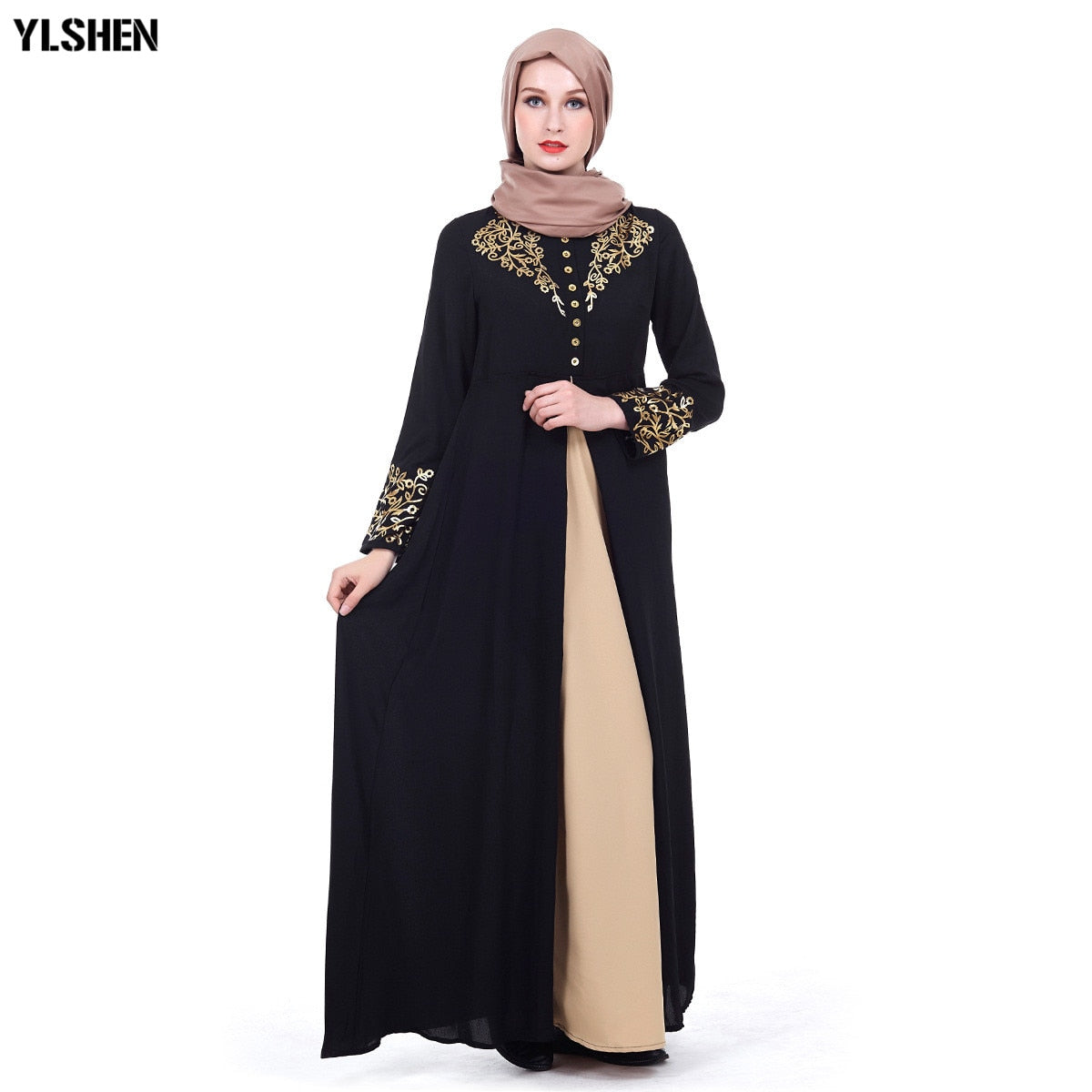 Black / L - Plus Size Muslim Abaya Dubai Women Maxi Dresses Ramadan Moslim Prayer Robe Hijab Dress Kaftan Islamic Turkey Islamic Clothing